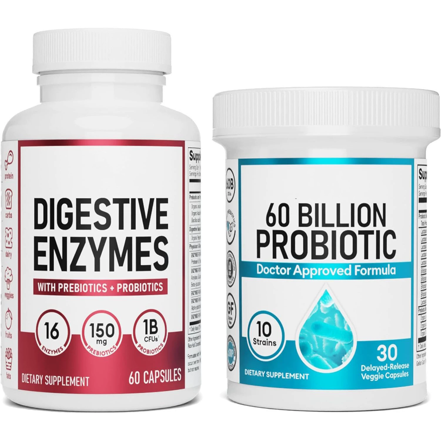 Physician's Choice Hack your Tummy Bundle: Digestive Enzymes & 60 Billion Probiotic - Digestion, Immune & Bloating Support for Men & Women