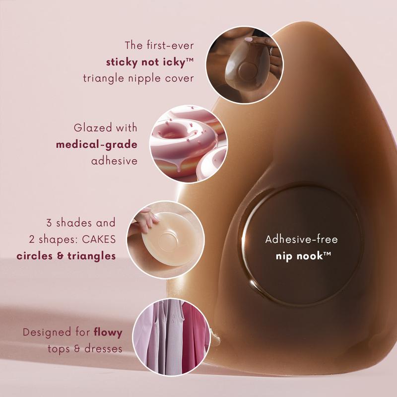 Best-Selling Circle & Triangle Nipple Covers Set-The first-ever sticky not icky triangle nipple covers designed for deep vees and swim