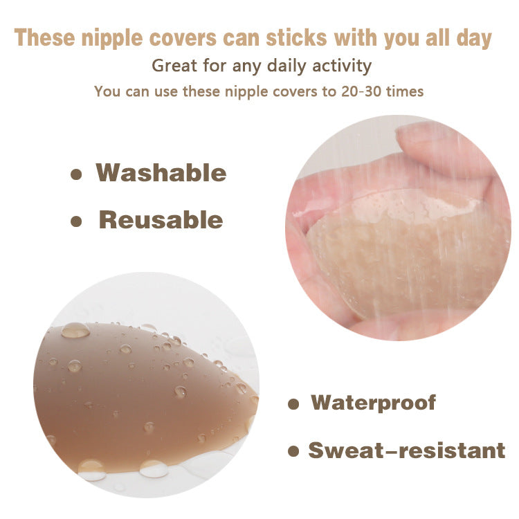 Medical Grade Reusable Nipple Covers - Double Side Invisible Breast Lift Pasties for Women, Grippy Non-Sticky Strapless Bra Bundle